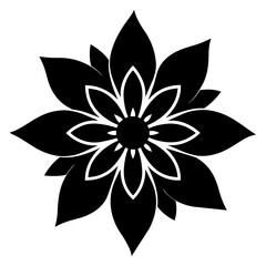 Floral vector ornament black color silhouette, white background