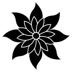Floral vector ornament black color silhouette, white background