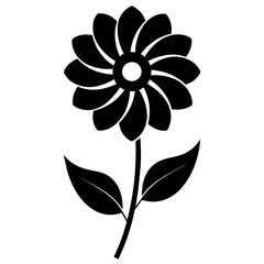 Floral vector ornament black color silhouette, white background