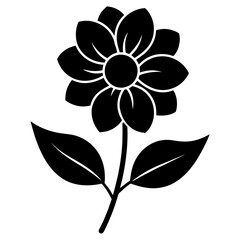 Floral vector ornament black color silhouette, white background