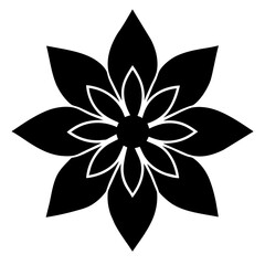 Floral vector ornament black color silhouette, white background