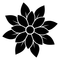Floral vector ornament black color silhouette, white background