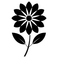 Floral vector ornament black color silhouette, white background