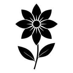 Floral vector ornament black color silhouette, white background