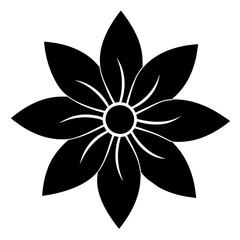 Floral vector ornament black color silhouette, white background