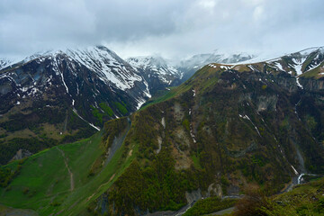 View of a mountain gorge with a lake