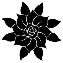 Floral vector ornament black color silhouette, white background