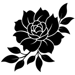Floral vector ornament black color silhouette, white background