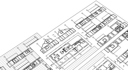 house plan sketch project 3d illustration