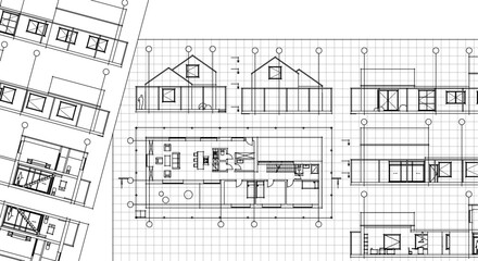 house plan sketch project 3d illustration