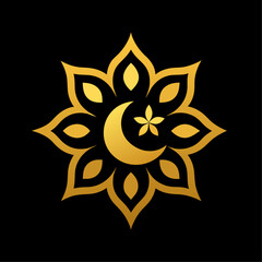 Islamic Golden color ornament vector art illustration
