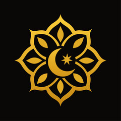 Islamic Golden color ornament vector art illustration