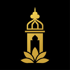 Islamic Golden color ornament vector art illustration
