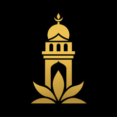 Islamic Golden color ornament vector art illustration