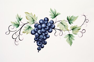 a painting of grapes on a vine