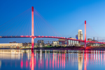 Omaha, Nebraska, USA Skyline on the Missouri River