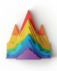 Colorful mountain created from folded paper, showcasing intricate details and artistry.