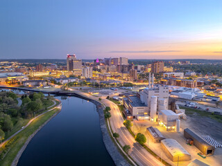 Rochester, Minnesota, USA Cityscape over the Zumbro River