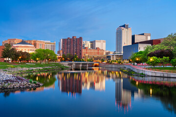 Rochester, Minnesota, USA Cityscape on the Zumbro River