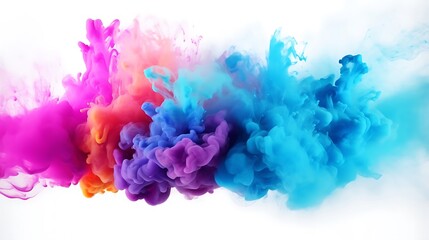 Abstract art powder paint on white background,Movement abstract frozen dust explosion multicolored on white background,Stop the movement of colored powder on white background