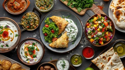 A breakfast platter in dish isolated on table top view of arabic breakfast