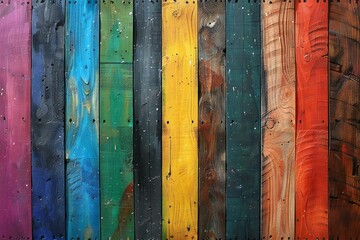 Depicting a rainbow wood plank texture with colors, high quality, high resolution