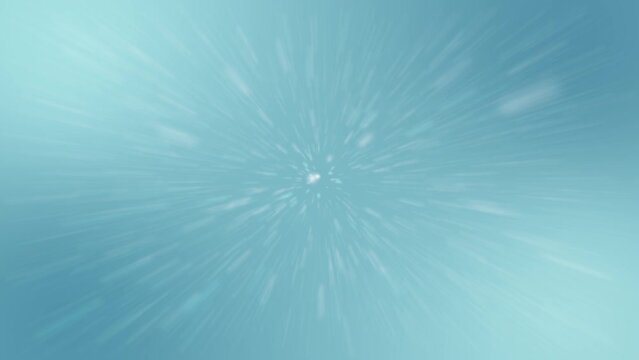 3D abstract illustration of white snowfall dots moving seamlessly fast on light blue background