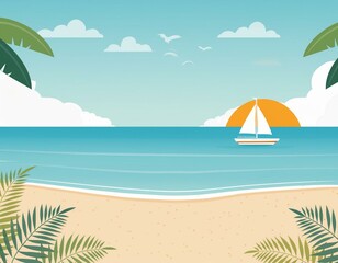 Obraz premium Seaside Dreams: Summer Vector Background for Social Media and More