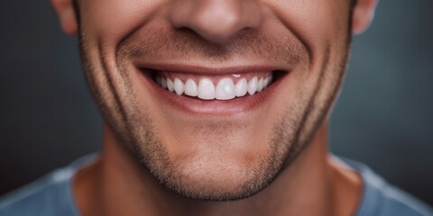 Obraz premium A close-up view showing the face of a man with a broad smile on his lips