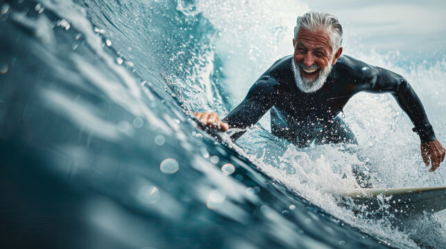 A man in a wetsuit is surfing a wave