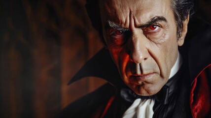 Fototapeta premium Person dressed as vampire with intense gaze