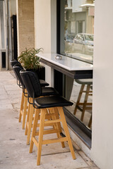 Outdoor empty cafe table