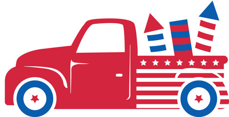 Patriotic truck. 4th of July svg. Independence day t shirt design.