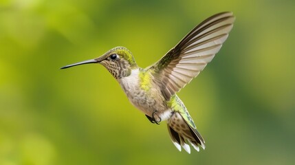 Hummingbird in flight against a golden sunset for nature or wildlife themed designs