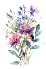Obraz premium Vibrant Watercolor Bouquet of Spring Flowers Artistically Rendered