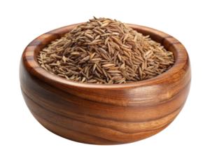 cumin seeds in wooden bowl