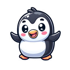 Naklejka premium Adorable Cartoon Penguins in Various Poses 