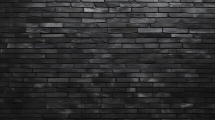Abstract Black brick wall texture for pattern background,wide panorama picture