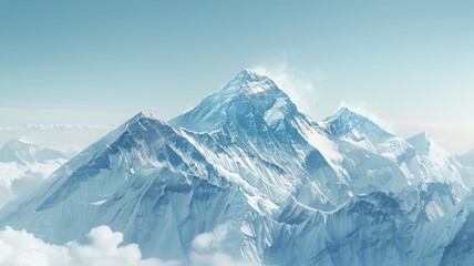 Snow-covered mountain peaks under clear blue sky