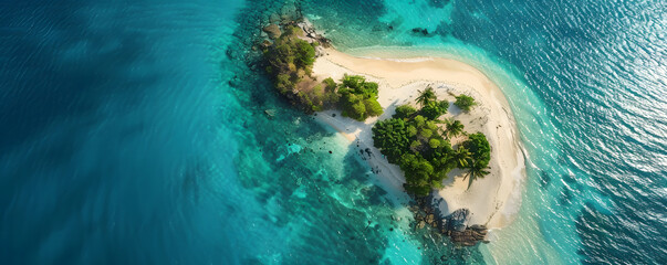 Tropical island paradise from above