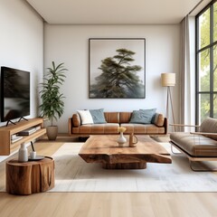 Interior of modern living room. Elegant Minimalist  Living Room. Beautiful and large living room interior. Interior of a bright living room.
