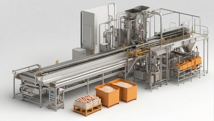 The image is of a food processing machine that packages items into boxes.

