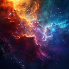 Nebula and galaxies in space. Abstract cosmos background