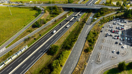 Aerial view of the Italian highway.