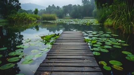 Serene Reflections: A Perfect Haven of Tranquility Found in Nature's Embrace, Captured in Tranquil Pond, Ideal for Peaceful Escapes and Inner Reflections