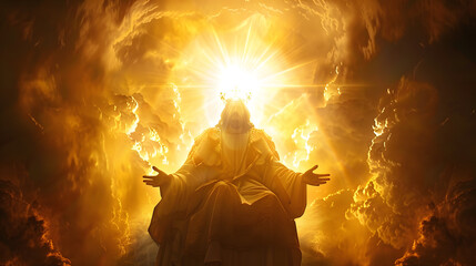 Majestic divine figure surrounded by heavenly light