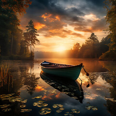 Fototapeta premium boat on the lake