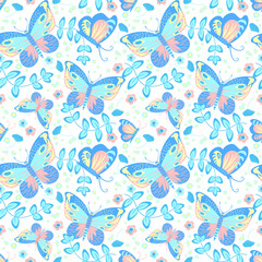 Line butterfly seamless pattern of butterfliesbuterflies set of spring. Used as design for background, wallpaper, wrapping, fabric, textile fashion wearing.