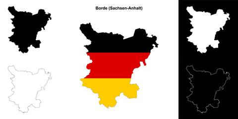 Borde (Sachsen-Anhalt) blank outline map set