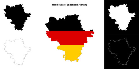 Halle (Saale) (Sachsen-Anhalt) blank outline map set